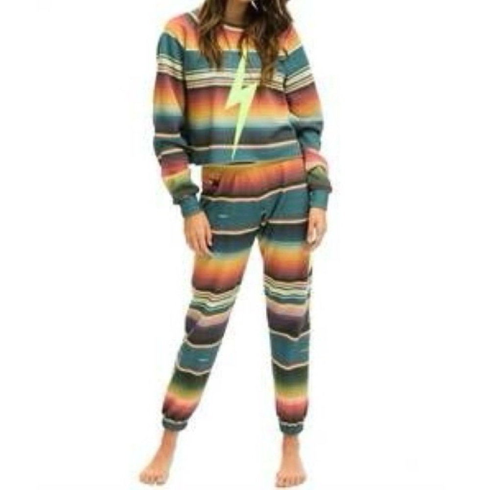 Aviator Nation Multicolor Stripe Lightning Joggers - Picture 6 of 6
